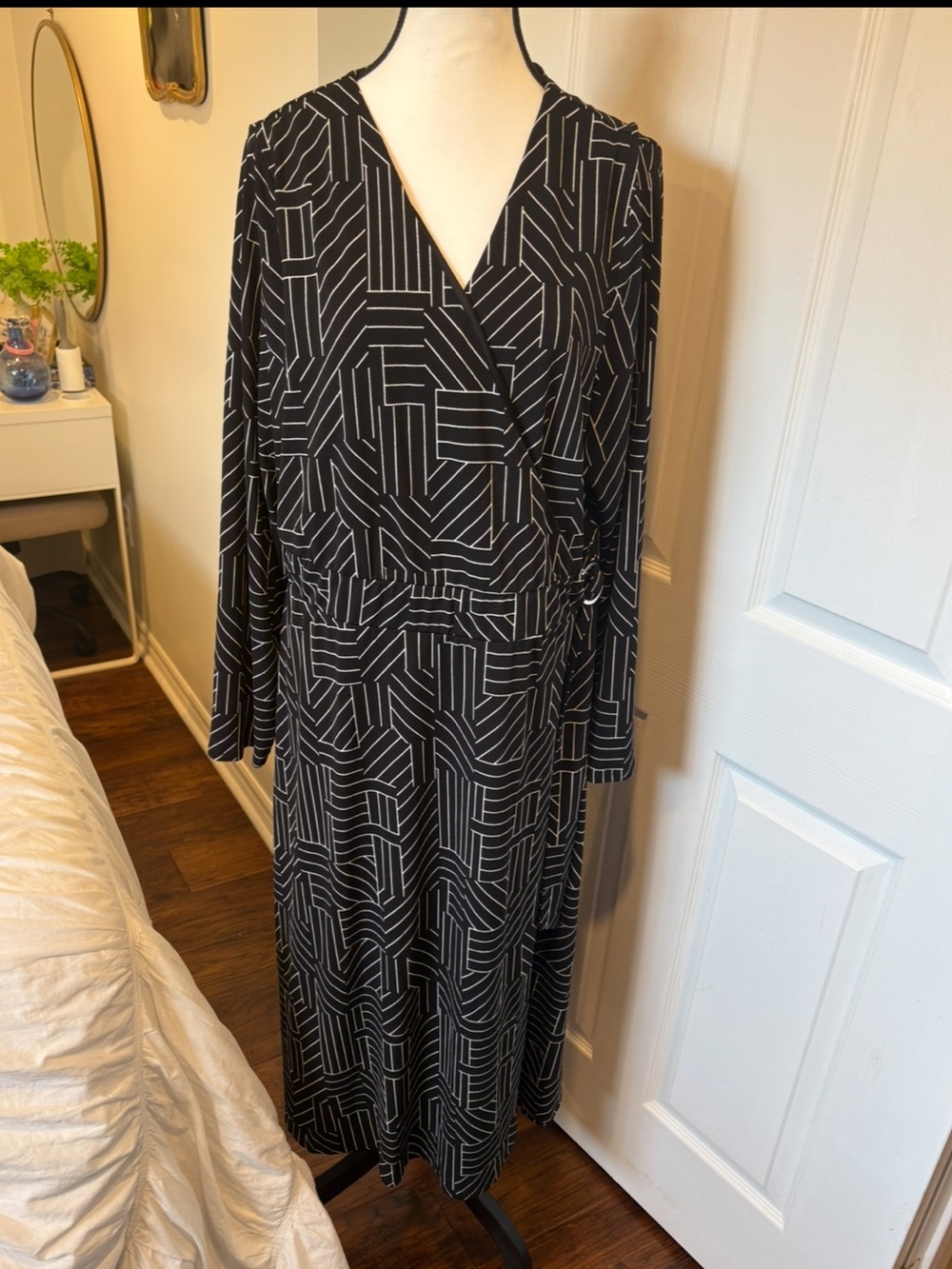 Addition Elle Geometric Wrap Midi Dress 2X